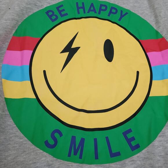 Fantastic Fawn Womens Sweatshirt M Gray Cotton Smile Logo Oversized Long Sleeve - Picture 6 of 9
